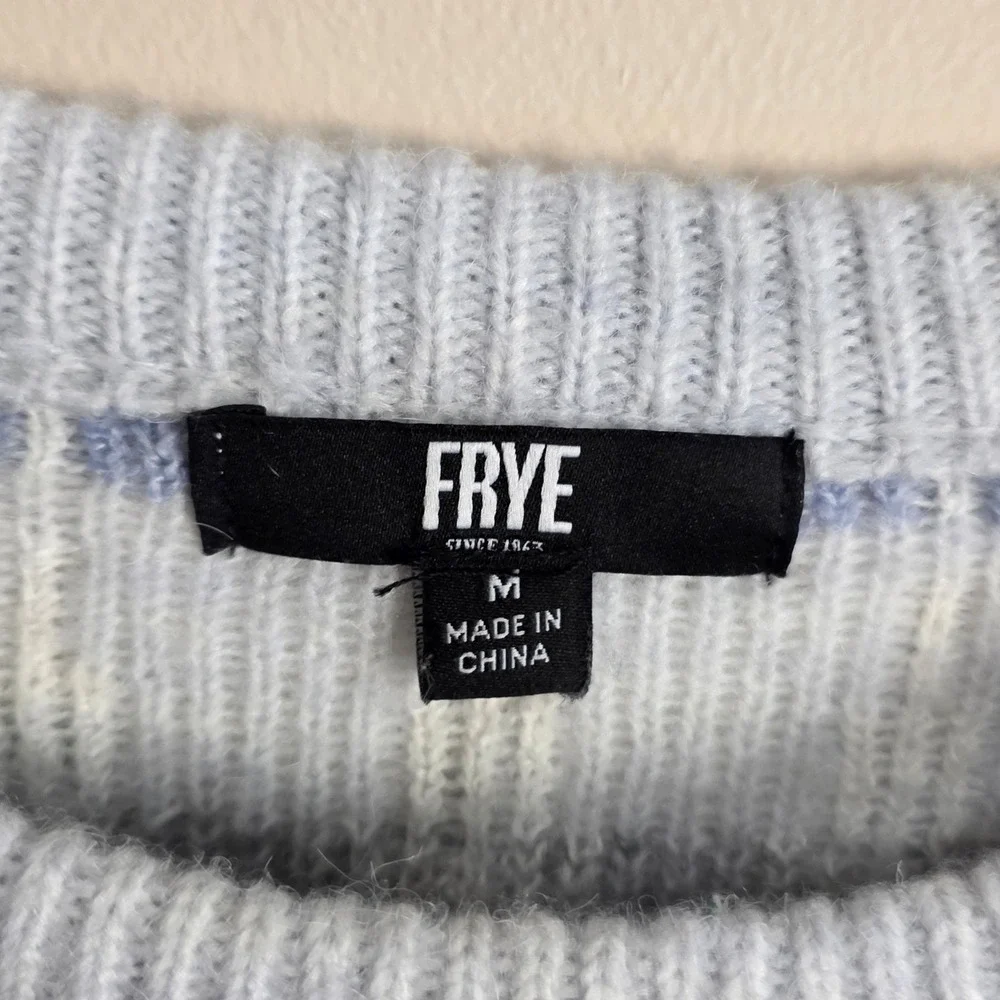Frye Fair Isle Sweater Womens Medium Blue Geometric Super Soft Casual Transition